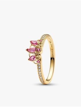 Pandora Gold Ring with Pink Tiara Stones